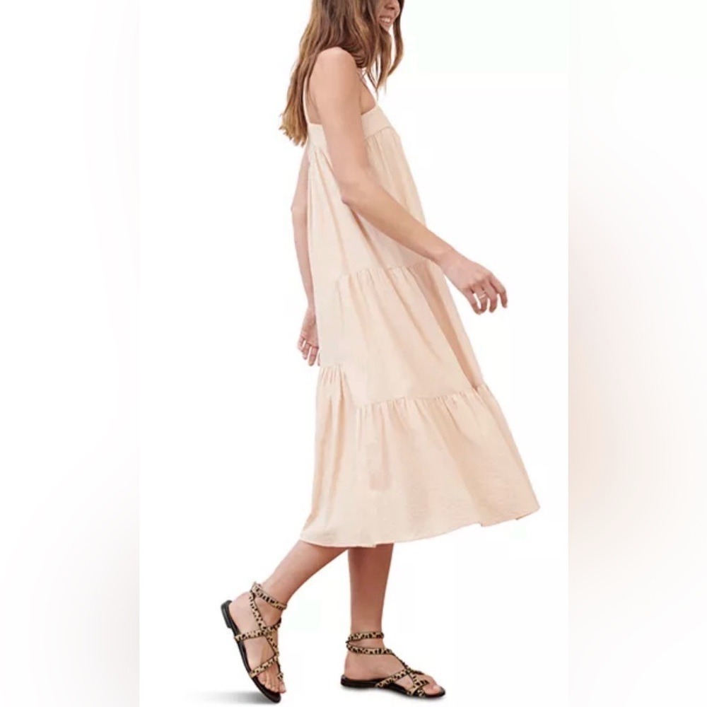 Jenni Kayne M Medium Blush Pink Peach Tiered Midi Tank Dress Sundress Flowy